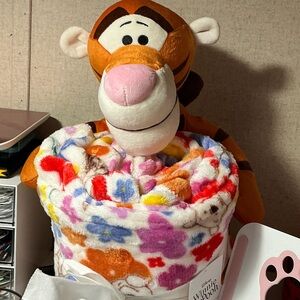 Disney Tigger Plush with Colorful Floral Blanket